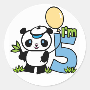 Adesivo Redondo Aniversário do 5 Panda Boy