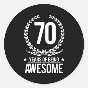 Adesivo Redondo aniversário do 70 (70 anos de ser impressionantes