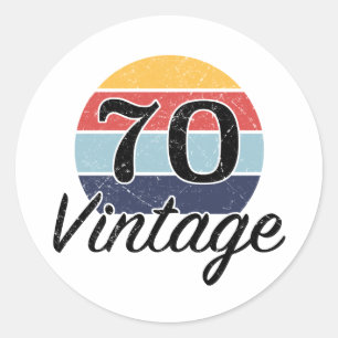Adesivo Redondo Aniversário do 70 de Vintage