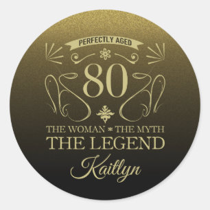 Adesivo Redondo Aniversário do 80 de Feliz Fofo Personalizado