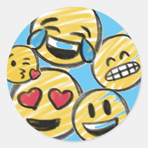 Adesivo Redondo Aniversário do Adolescente de Cartoon Doodle Emoj