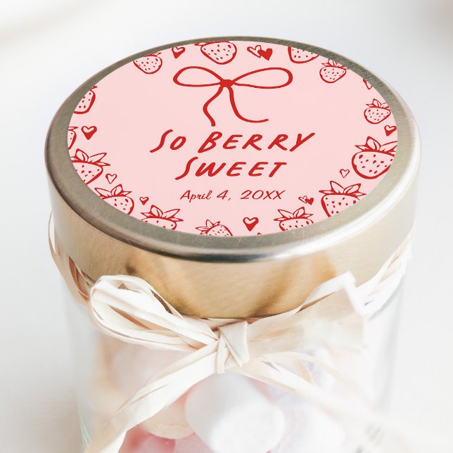 Adesivo Redondo Aniversário do Arco Coqueteiro de Morango (Criador carregado)