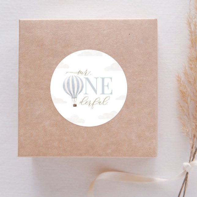 Adesivo Redondo Aniversário do Balão de Ar Quente Maravilhoso (Criador carregado)