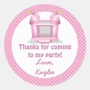 Adesivo Redondo Aniversário do Big Bouncy Bouncy House Obrigado St