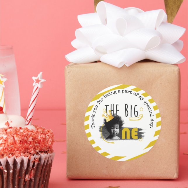 Adesivo Redondo Aniversário do Big ONE Baby Boy Obrigado (Festa)