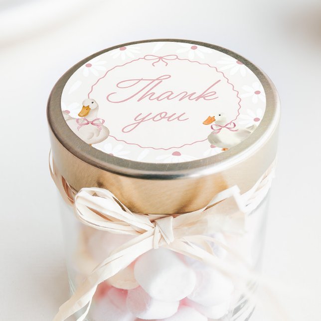 Adesivo Redondo Aniversário do Bobo Rosa Ganso do Arco (Criador carregado)