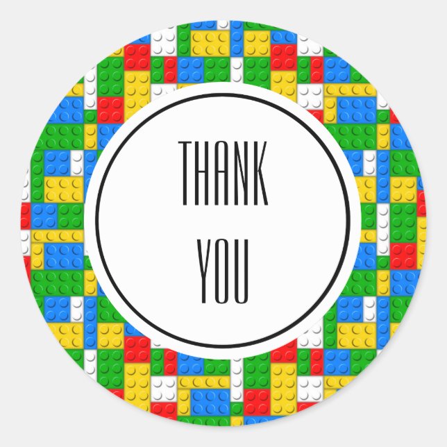 Adesivo Redondo Aniversário do Building Bricks (Frente)