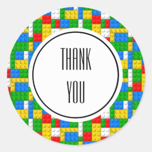 Adesivo Redondo Aniversário do Building Bricks