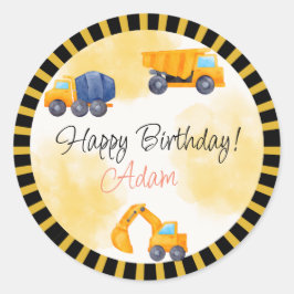Adesivo Redondo Aniversário do Caminhão de Construção