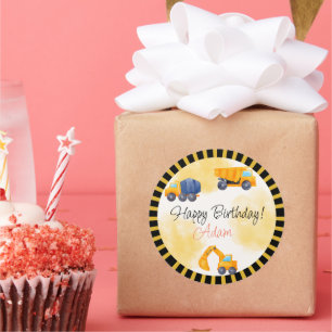 Adesivo Redondo Aniversário do Caminhão de Construção