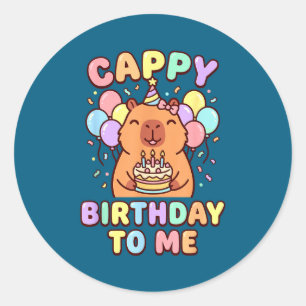 Adesivo Redondo Aniversário do capivara para mim aniversário do ca