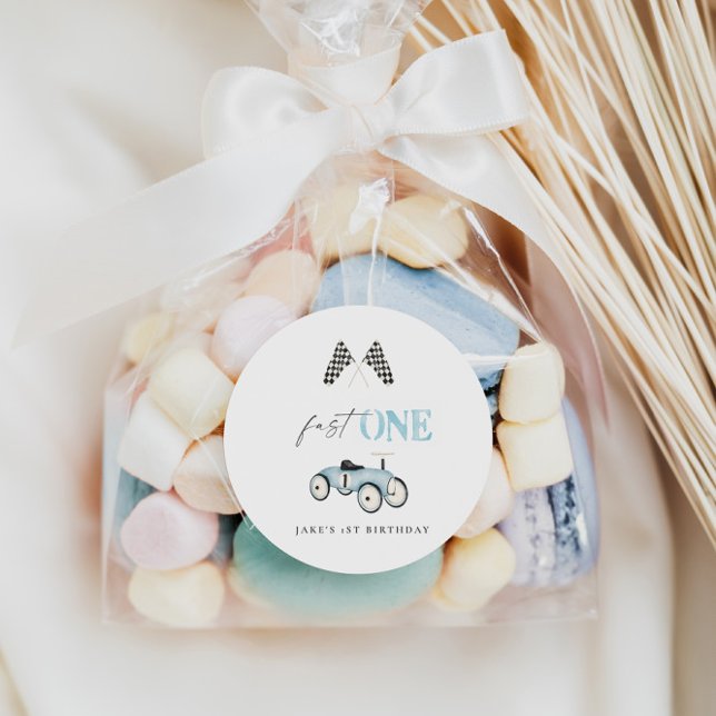 Adesivo Redondo Aniversário do Carro Retroativo Rápido De Uma Raça (Criador carregado)