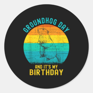 Adesivo Redondo Aniversário do Dia da Marmota 2 de Fevereiro Anive
