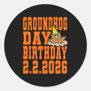 Adesivo Redondo Aniversário do Dia da Marmota 2 de Fevereiro de 20