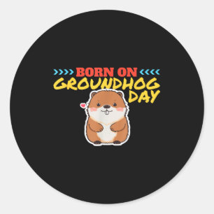 Adesivo Redondo Aniversário do Dia da Marmota do Punxsy Phils Fofo