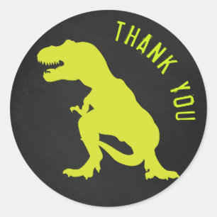 Adesivo Redondo Aniversário do Dinossauro Obrigado Quadro