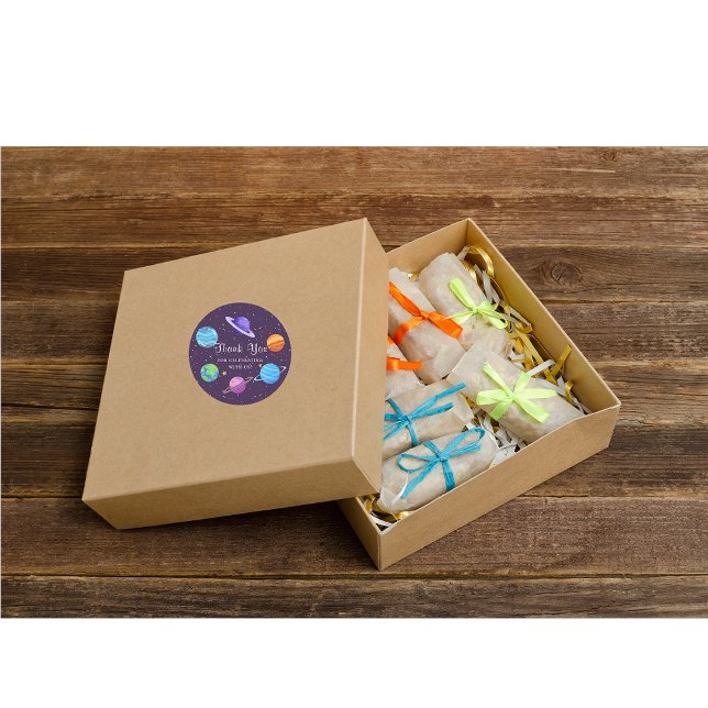 Adesivo Redondo Aniversário do Espaço Obrigado Sticker (Criador carregado)