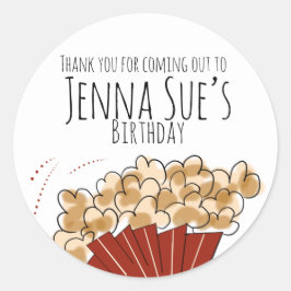 Adesivo Redondo Aniversário do Filme de Pipoca