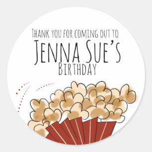 Adesivo Redondo Aniversário do Filme de Pipoca