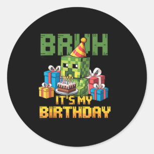 Adesivo Redondo Aniversário do Gamer Pixel de T-shirt para Meninos