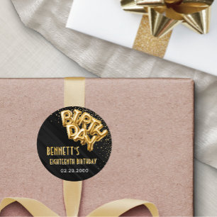 Adesivo Redondo Aniversário do Gold Foil Balloons