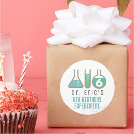 Adesivo Redondo Aniversário do Green Boy do Experimento Científico