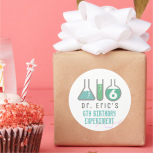 Adesivo Redondo Aniversário do Green Boy do Experimento Científico