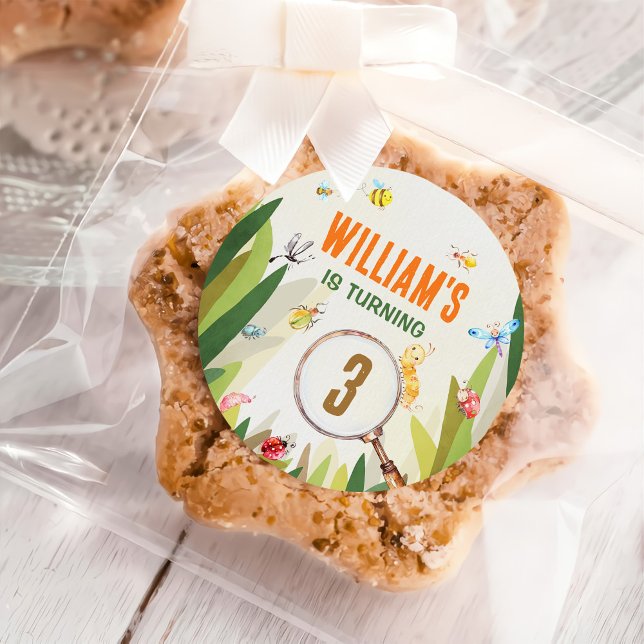 Adesivo Redondo Aniversário do Inseto Inseto de Aquarela (Criador carregado)