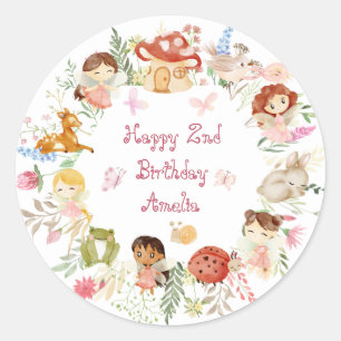 Adesivo Redondo Aniversário do Jardim das Fadas Flutter e Twirl