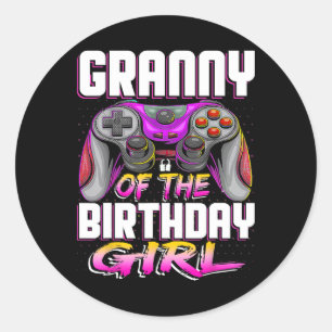 Adesivo Redondo Aniversário Do Jogo De Vídeo Da Gamer Girl