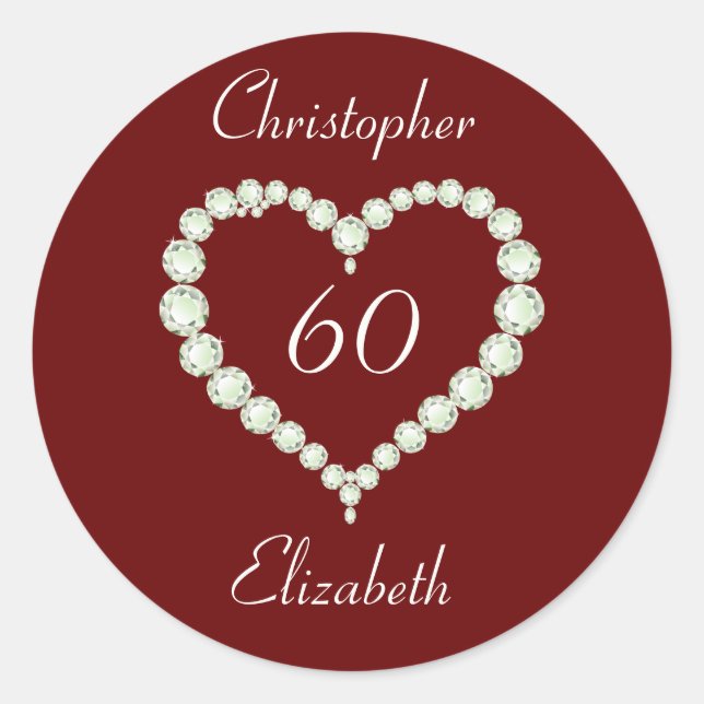Adesivo Redondo Aniversário do "Love Heart Diamond" (Frente)