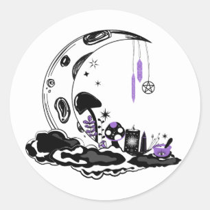 Adesivo Redondo Aniversário do Magic Mushroom Crystal Moon Garden
