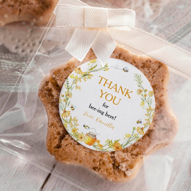 Adesivo Redondo Aniversário do Mel Bee Floral Sticker Labs (Criador carregado)