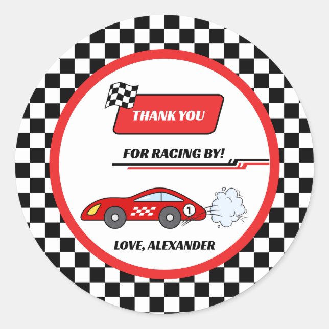 Adesivo Redondo Aniversário do moço do mote de um retro vermelho r (Frente)