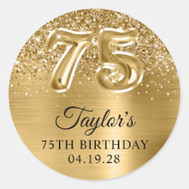 Adesivo Redondo Aniversário do Número 75 da Folha de Ouro da Glitt