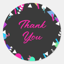 Adesivo Redondo Aniversário do Padrão Negro dos anos 80