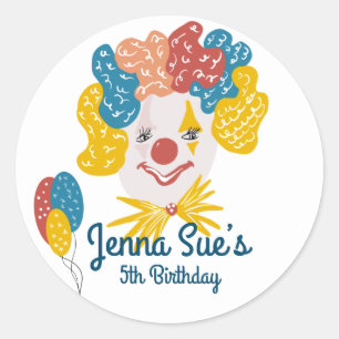 Adesivo Redondo Aniversário do Palhaço do Carnaval Desenhado à 