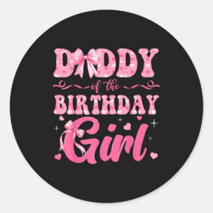 Adesivo Redondo Aniversário do Papai Família Coquette Rosa