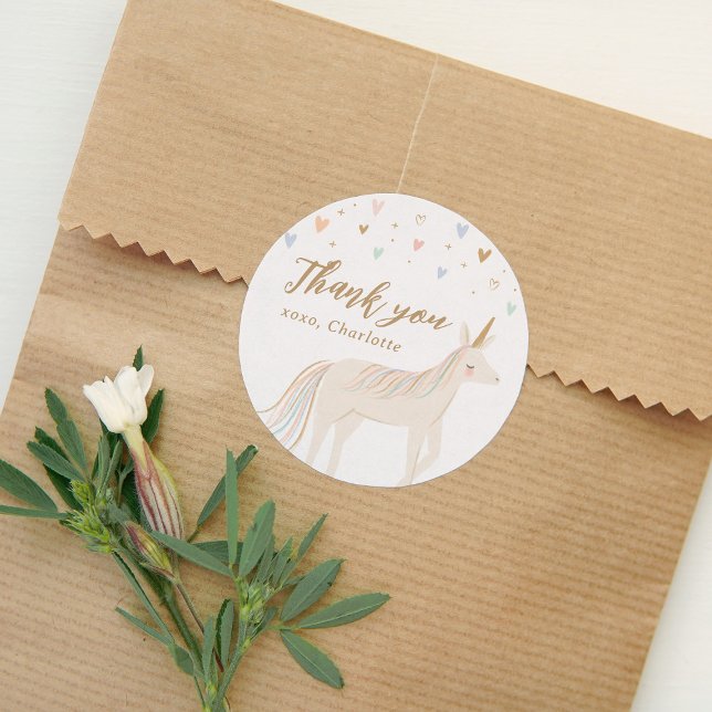 Adesivo Redondo Aniversário do Pastel Unicorn do Dia Mágico (Criador carregado)