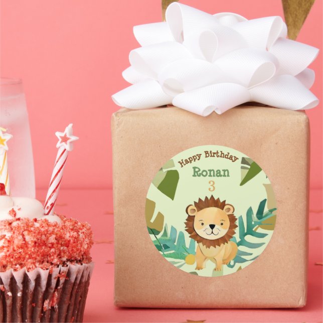 Adesivo Redondo Aniversário do Pequeno Príncipe Leão (Festa)