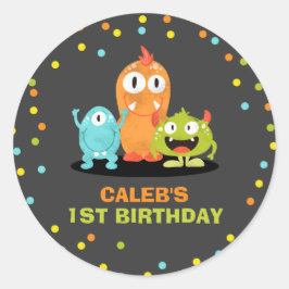 Adesivo Redondo Aniversário do Pequeno Sobrevoo do Monstro
