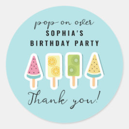 Adesivo Redondo Aniversário do picolé de Verão legal