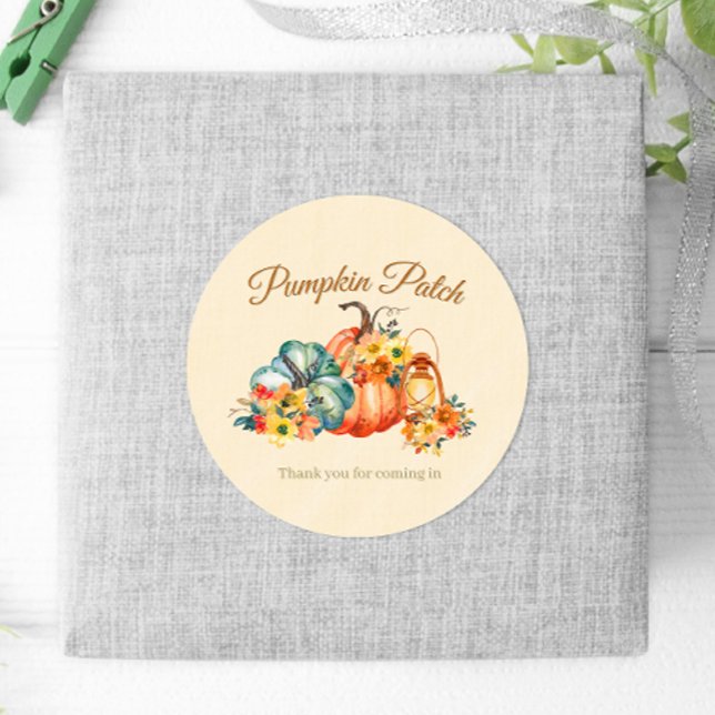 Adesivo Redondo Aniversário do Pumpkin Patch (Pumpkin Patch Birthday Classic Round Sticker)