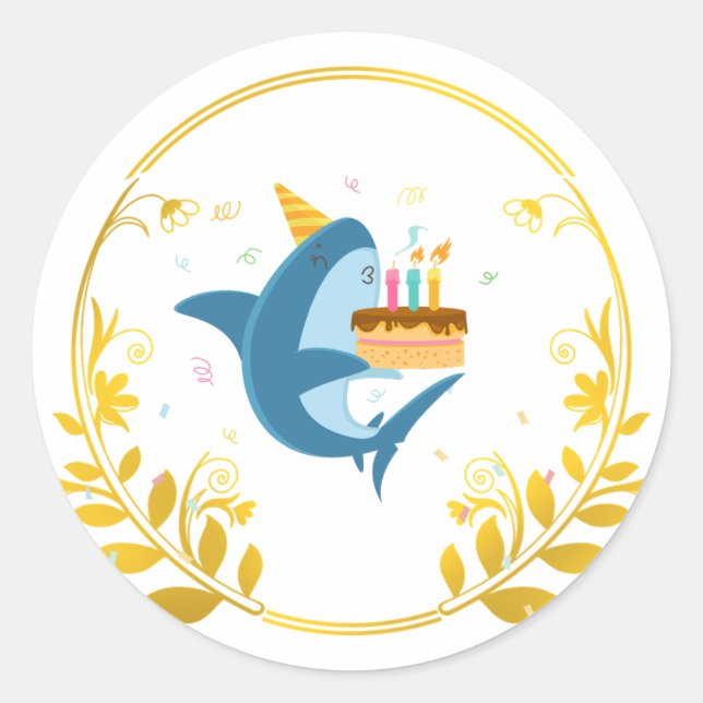 Adesivo Redondo Aniversário do Quadro Dourado Decorativo Floral ou (Frente)