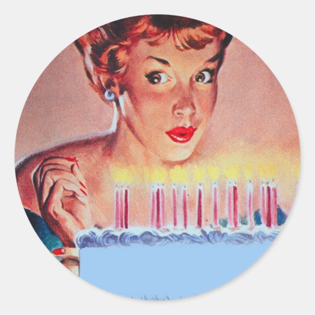 Adesivo Redondo Aniversário do Retro dos anos 50 (Frente)