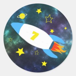Adesivo Redondo aniversário do Rocket Star Space