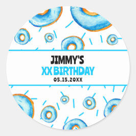 Adesivo Redondo Aniversário do Rosquinha Branco e Azul