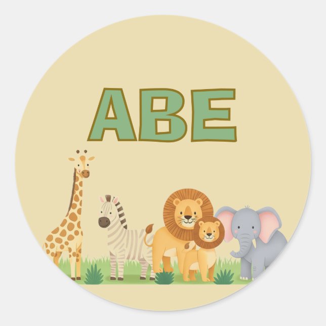 Adesivo Redondo Aniversário do Safari upsherin (Frente)