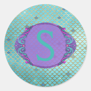 Adesivo Redondo Aniversário do Scalmado de Teal e Roxo