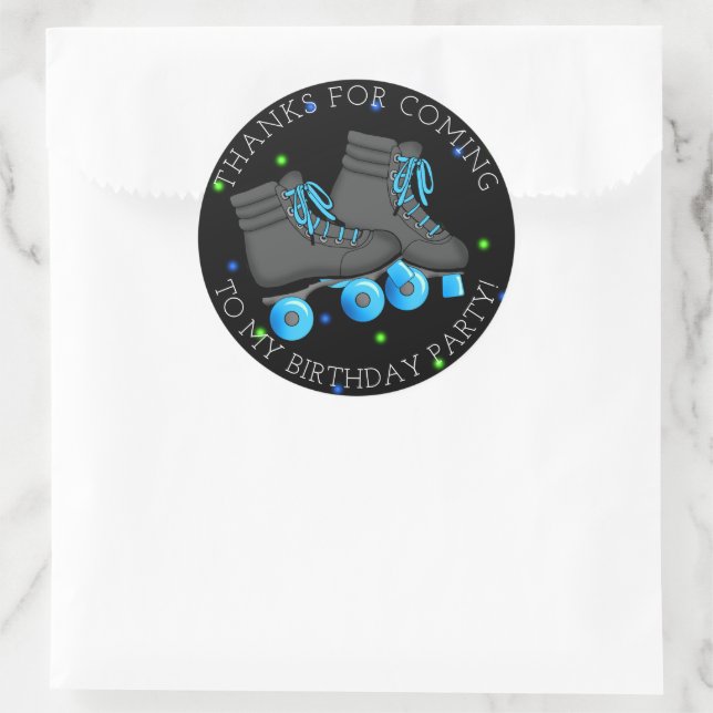 Adesivo Redondo Aniversário do Skate Roller Boy Obrigado (Bolsa)